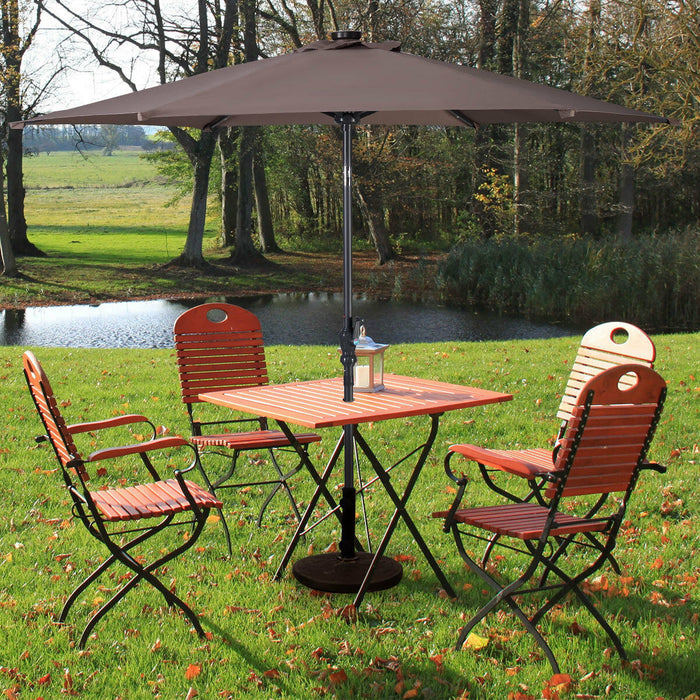 Costway 9ft Patio Solar Umbrella LED Patio Market Steel Tilt w/ Crank Outdoor Tan