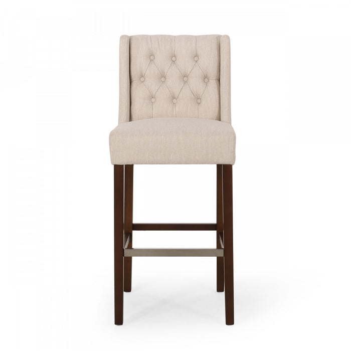 Bruce 30.5\" Counter Height Bar Stools Set Of 2 With Metal Legs And Fabric Upholstery, Beige