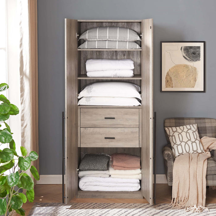Lee Modern 32\" Wardrobe Closet in Rustic Gray Armoire