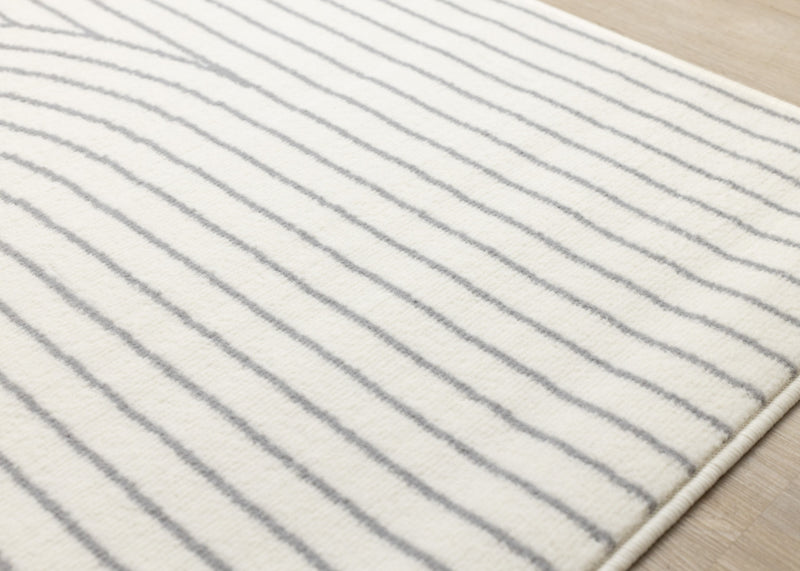 Forte White Grey Curved Arches Indoor Area Rug - 2'7
