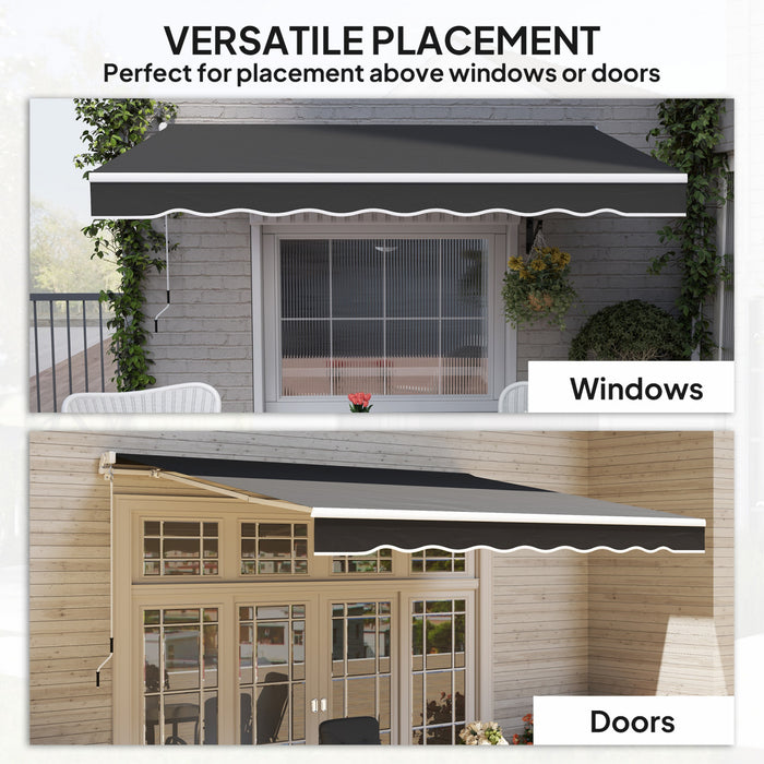 8' x 7' Retractable Awning, Patio Awnings, Sunshade Shelter, Black