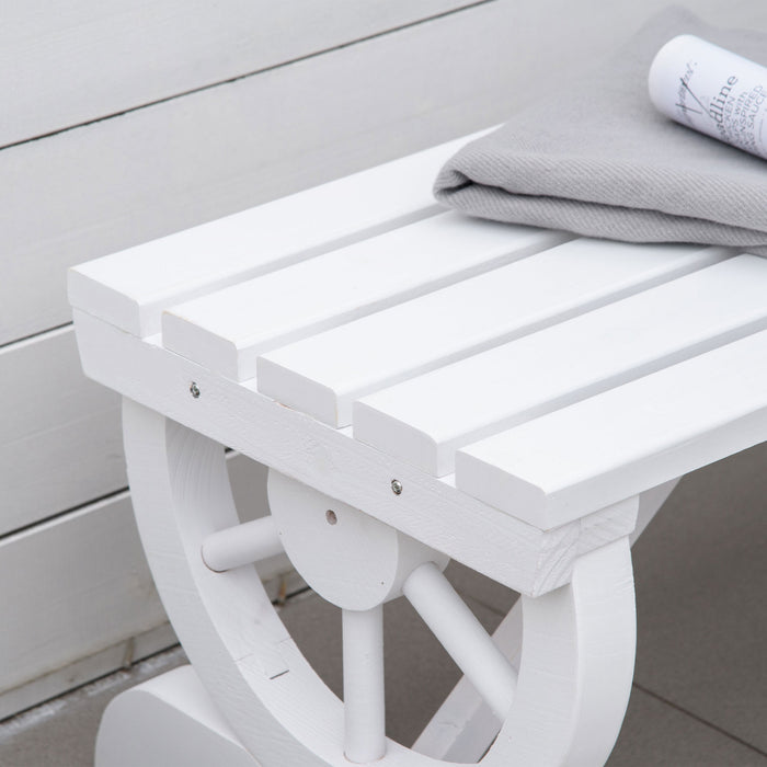 Outsunny Rustic Wood Outdoor Bench, Garden Bench For 2-person, White