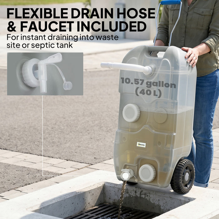 Outsunny 10.6 Gallon Portable Water Tank for Black or Grey Water Storage