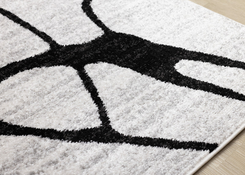 Emmett Grey Black Drizzle Swirl Rug, 5'3\" x 7'7\" Indoor Area Rug
