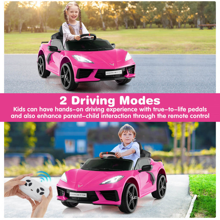 Costway 12v Electric Kids Ride On Car With Remote Control Wireless Connection Lights Pink