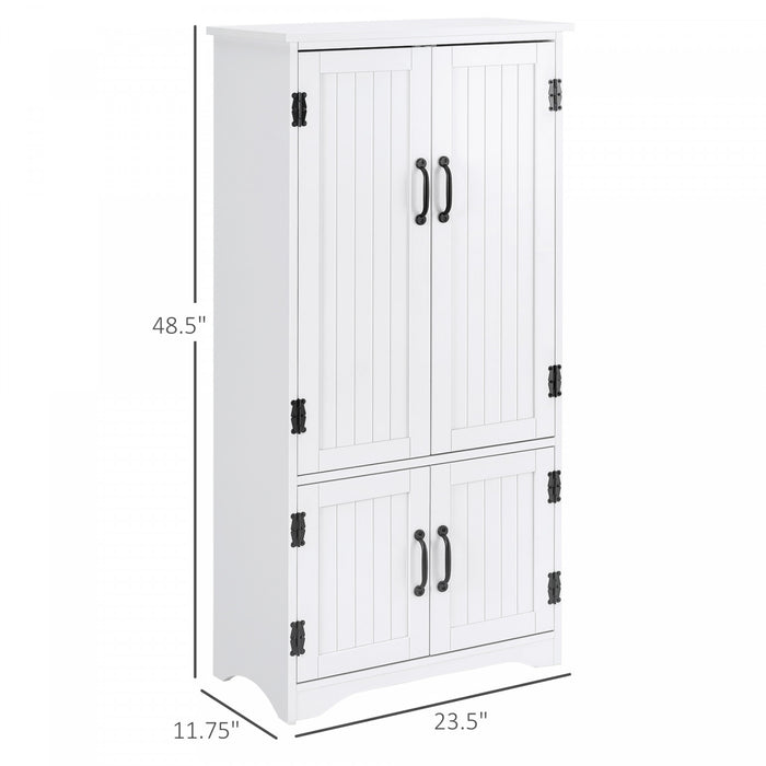 HOMCOM 48\" Kitchen Pantry, Kitchen Storage Cabinet with Shelves, White