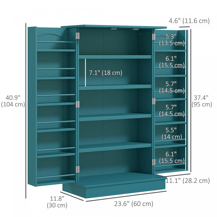 HOMCOM Kitchen Pantry Storage Cabinet w/ 5-tier Shelving Teal Blue