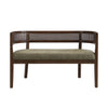 Rattan 47.5 Inch Rattan Upholstered Loveseat with Hand-Woven Backrest, Green, Walnut | Rattan Causeuse Rembourree en Rotin 47.5 po avec Dossier Tisse Main, Vert, Noyer