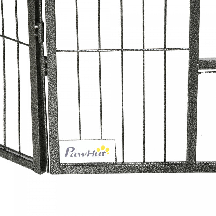 Pawhut Heavy Duty Dog Playpen, 16 Panels Pet Playpen Dog Fence, Portable Puppy Exercise Pen, With 2 Doors Locking Latch, Outdoor Or Indoor Use 31.5\" Height