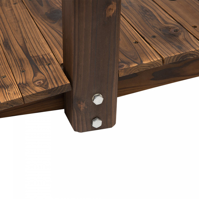 Outsunny 5' Curved Stained Wood Fir And Metal Garden Bridge, Carbonized