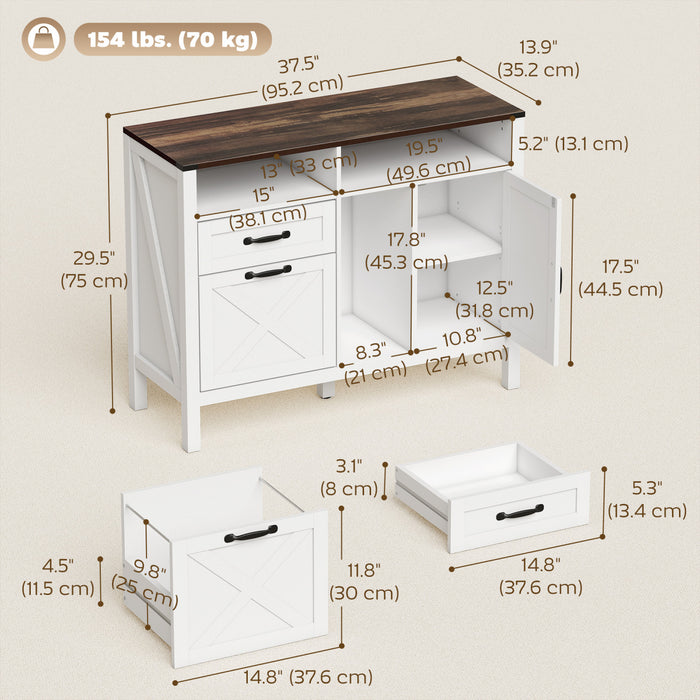 HOMCOM Lateral File Cabinet for Letter and A4 Size Filing Cabinet, White
