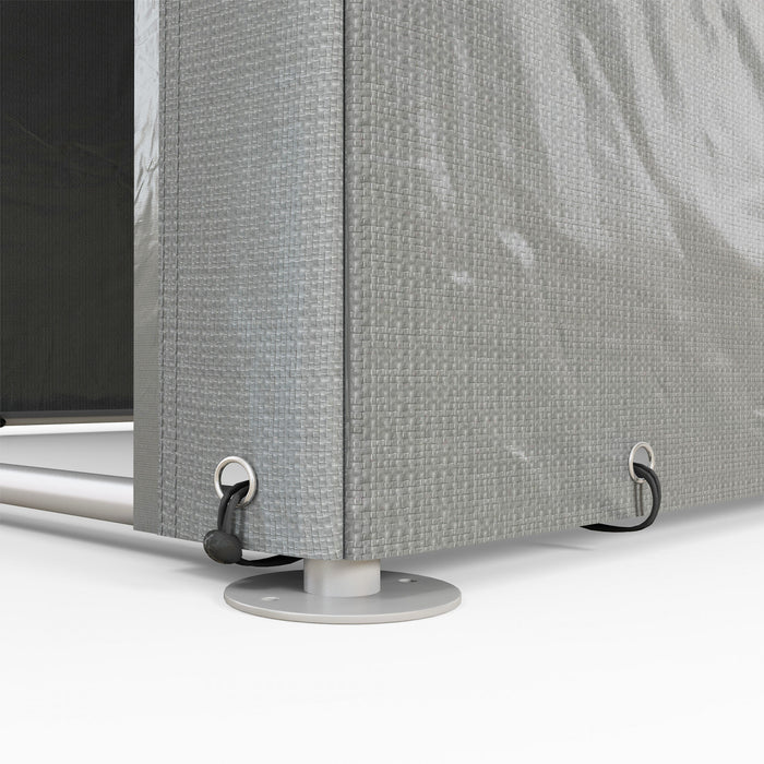 Outsunny Storage Tent, Portable Outdoor Shed With Large Door, Light Grey