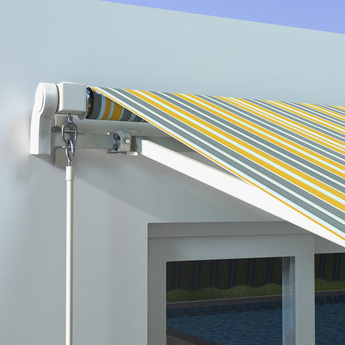 Outsunny 10' X 8' Retractable Awning With Led Lights, Uv40+, Yellow/grey