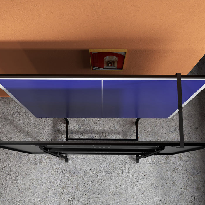 Soozier Full Size Ping Pong Table, Folding Table Tennis Table Set, Blue
