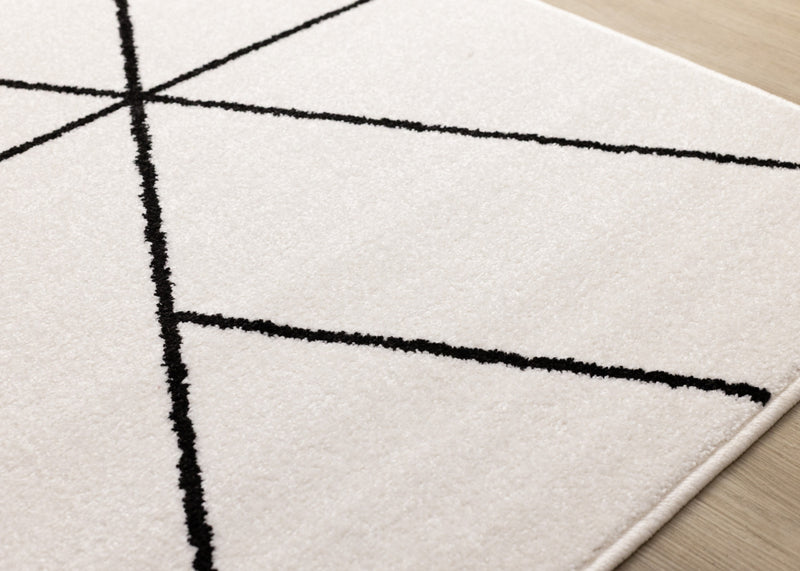 Covington White Black Modern Geometric Trellis Design Rug, 5'3\" x 7'7\" Indoor Area Rug
