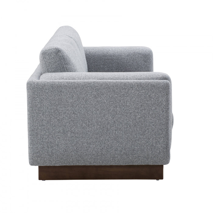 Caden 83 in. Textured Weave Fabric Sofa with Block Arms and Wood Legs - Grey