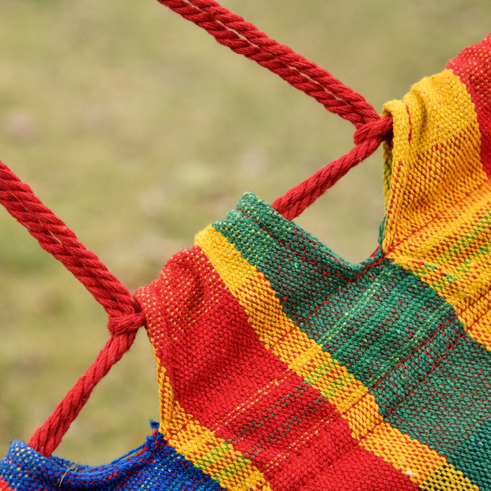 Outsunny Brazilian Style Outdoor Hammock Extra Large Cotton Hanging Camping Bed With Carrying Bag, For Patio Backyard Poolside, Rainbow Stripe