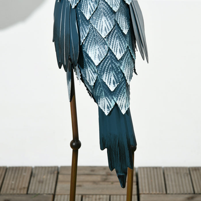 Outsunny 2 Pieces Crane Garden Statues Metal Yard Art Bird Sculptures, Blue