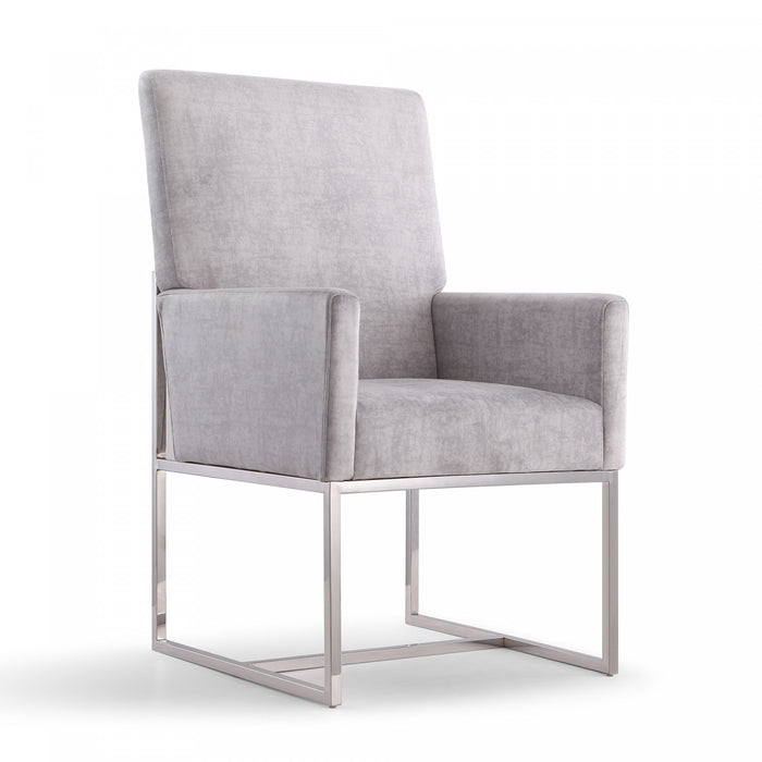 Element Modern Velvet Metal Dining Chair in Gray - Set of 2