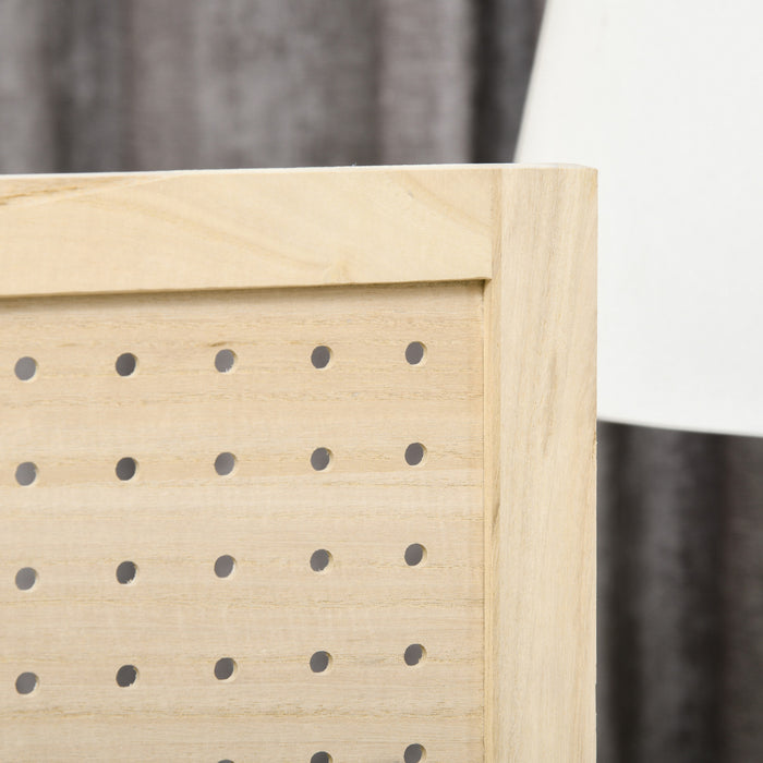 HOMCOM 4.7' 3 Panel Room Divider with Pegboard Display for Indoor