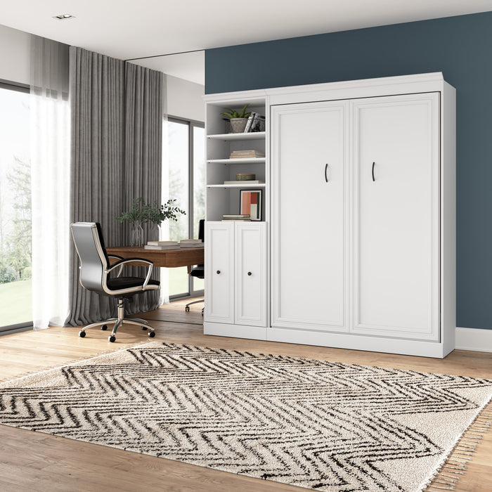 Bestar Versatile Full Murphy Bed and Closet Organizer with Doors (84 W) - White