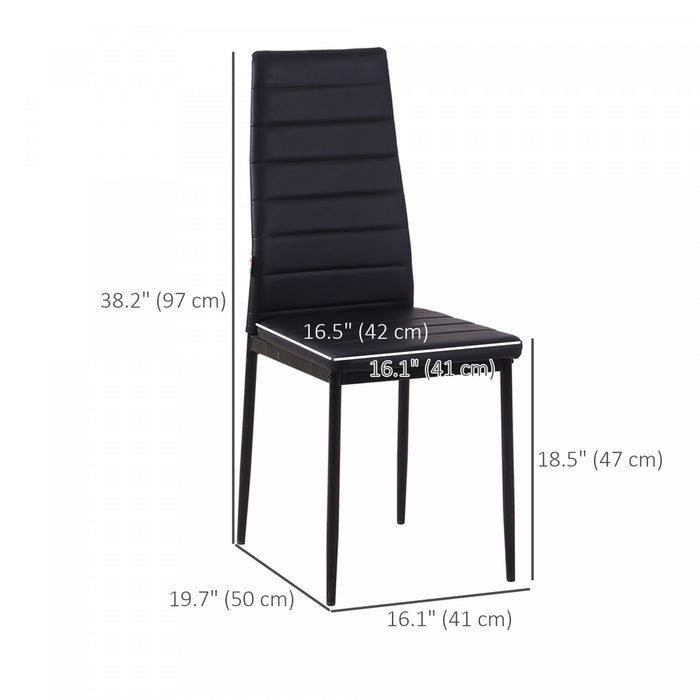 HOMCOM Dining Chairs, Set of 4, PU Leather Upholstered Accent Chairs, Back