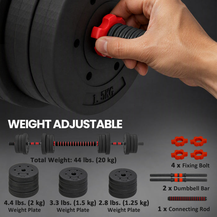 Soozier 44lbs Adjustable Dumbbells Weight Set for Body Fitness