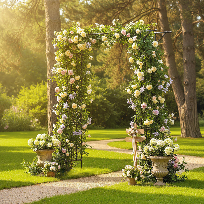 Outsunny Garden Arch, Outdoor Trellis Arbor for Climbing Plants, Black