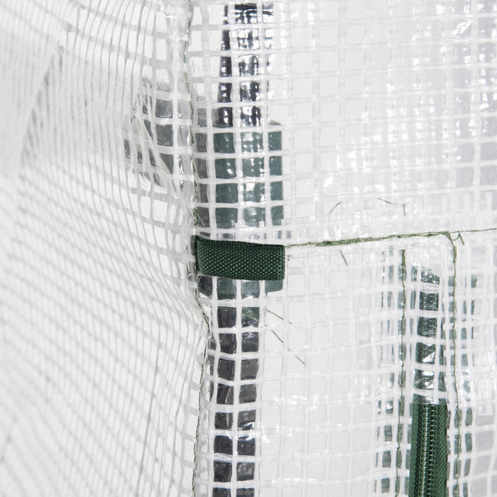 Outsunny 28\" X 20\" X 63\" Portable Greenhouse With 4 Tier Shelves Outdoor Hot House Plant Flower Greenhouse, Steel Frame, Pe Cover, White