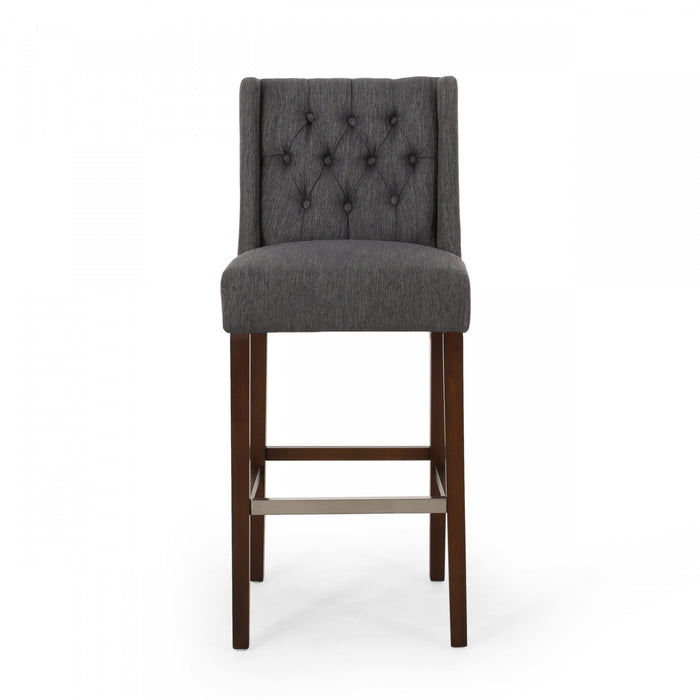 Bruce 30.5\" Counter Height Bar Stools Set Of 2 With Metal Legs And Fabric Upholstery, Charcoal Grey