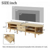 Ethan Oval TV Stand Media Console with Sliding Doors and Drawers,Natural | Ethan meuble TV ovale – meuble multimedia avec portes coulissantes et tiroirs, finition naturelle