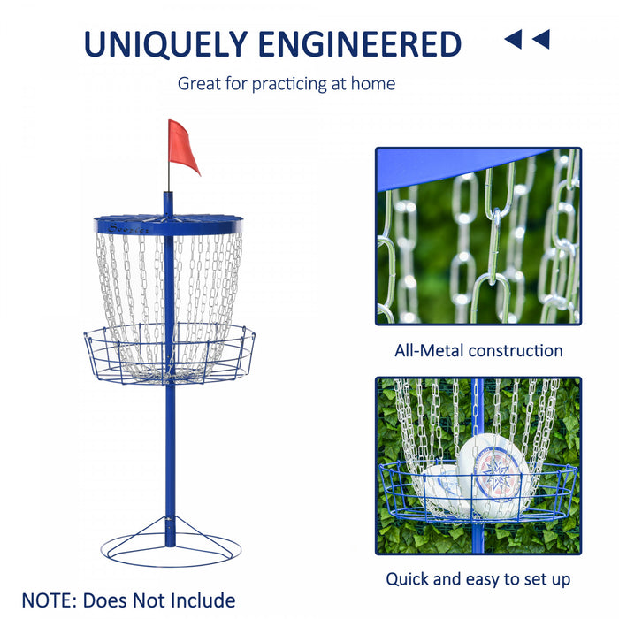 Soozier 24-Chain Portable Practice Basket for Disc Golf Target Stand Easy Assembly & Lightweight Basket w/ Carry Bag, Dark Blue