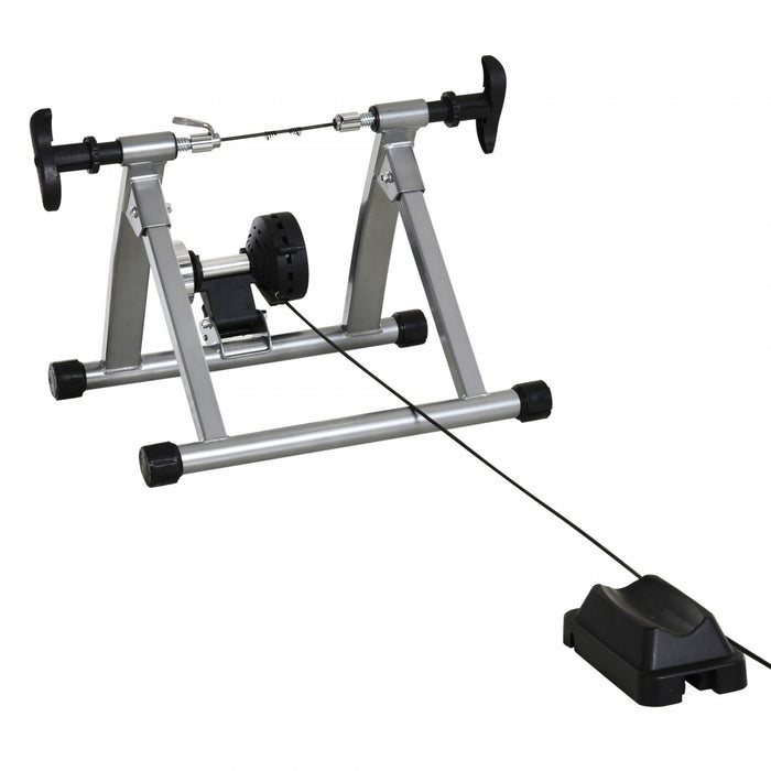 Soozier Bike Trainer Magnetic Bicycle Stand Indoor Exerciser W/ Quick Release Skewer, 5 Levels Resistance Silver