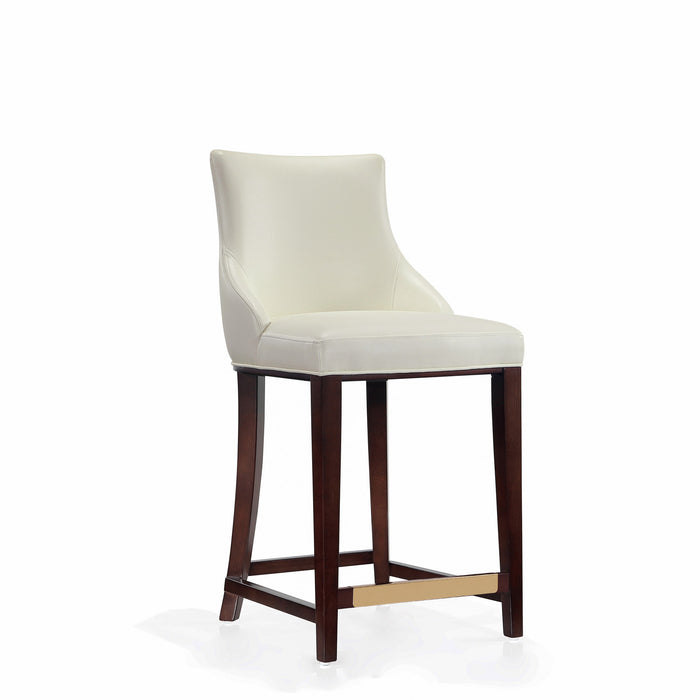 Shubert Modern Wood Upholstered Counter Stool in Ivory - Set of 3