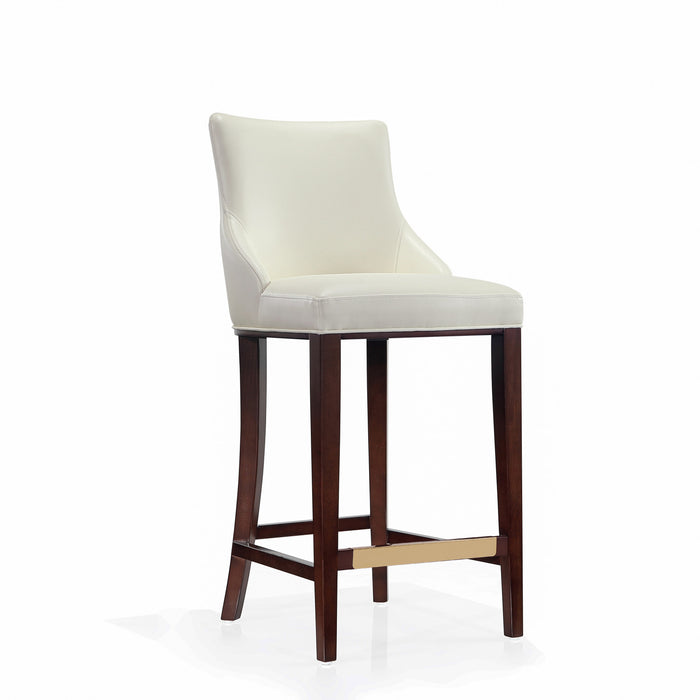 Shubert Modern Wood Upholstered Barstool in Ivory - Set of 3