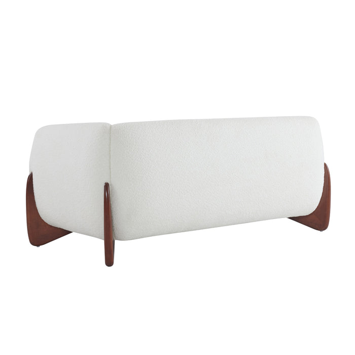 Lillian Solid Wood Modern Boucle Upholstered Loveseat Comfort Seating,Beige