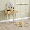 HOMCOM Vanity Desk with Mirror, Makeup Vanity with 2 Drawers, Natural Wood