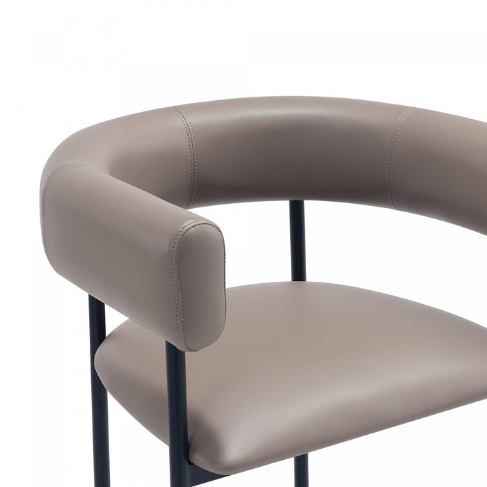 Onda Contemporary Vegan Leather Metal Dining Chair in Taupe