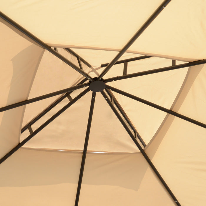 Outsunny 10x10ft Patio Gazebo Outdoor Double Top Pavilion Canopy Garden Event Party Tent Shelter Yard Sun Shade Steel Frame W/ Mosquito Netting