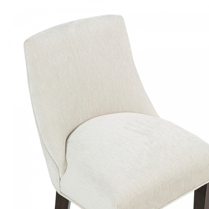 Beever Modern Chenille Wood Upholstered Barstool in Cream - Set of 2 Bar Stool