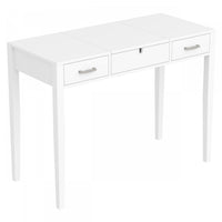 40” Console Table With 2 Drawers And 1 Foldable Mirror - White