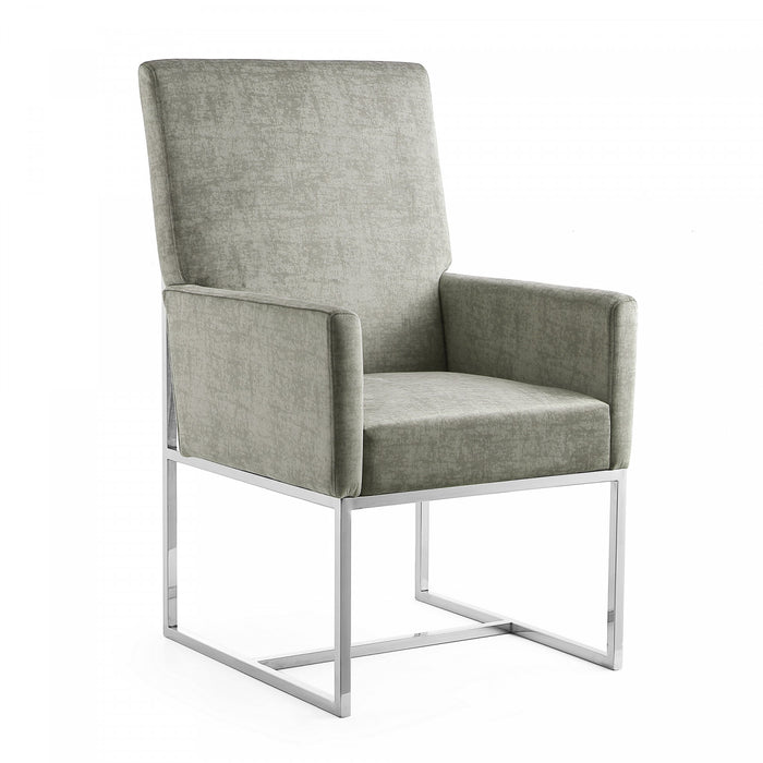 Element Modern Velvet Metal Dining Chair in Steel - Set of 2
