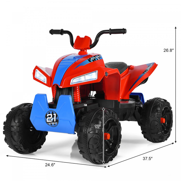 Costway Kids Ride On Atv 4 Wheeler Quad Spring Suspension W/ Lights&music Red