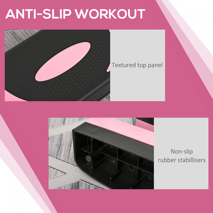 Soozier Adjustable Aerobic Stepper, Exercise Step Platform, Step Exercise Trainer, Workout Fitness Yoga Risers, 4\"-6\"-8\", Pink
