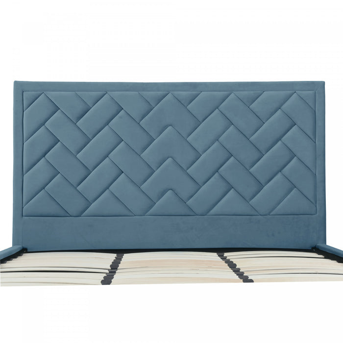 Crosby Modern Upholstered Velvet King Bed in Blue