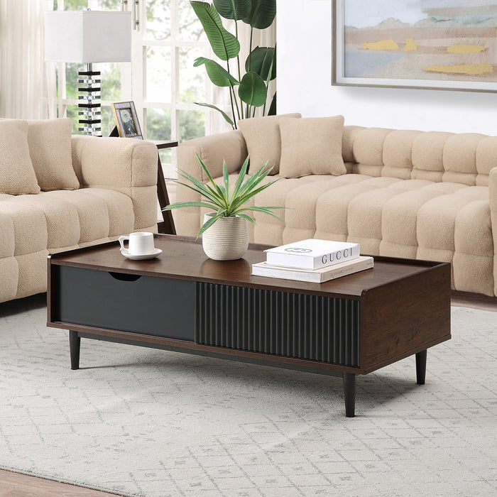 Duane Mid-Century Modern 4-Piece Living Room Set in Black