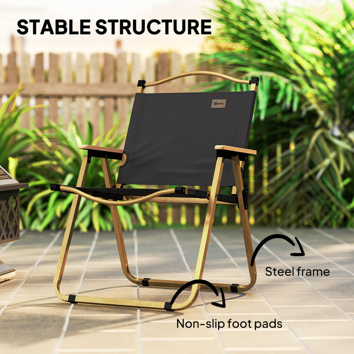 Outsunny Folding Camping Chair, Portable Armchair, Dark Grey