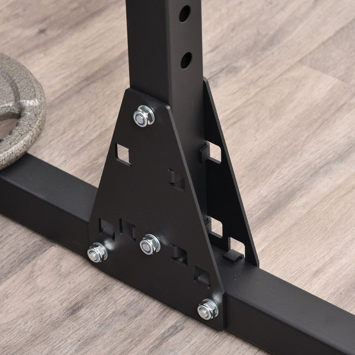 Soozier Adjustable Barbell Power Rack Squat Stand Strength Training Fitness Pull Up Weight Cage Home Gym Black