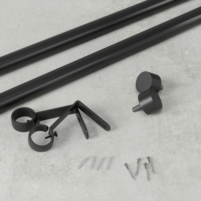 Umbra Cappa Matte Black Expandable 1\" Curtain Rod - 66\"-120\" 