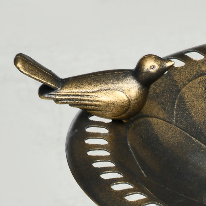 Outsunny Bird Bath For Outdoors, Birdbath With Bird Decoration, Bronze